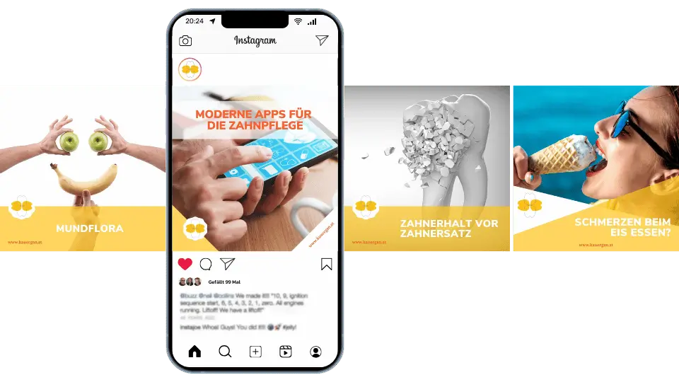 Social Media Posts mit Handy Mockup Dr. Frühwirth