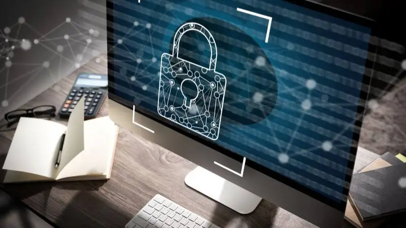 ein Computerbildschirm mit einem Vorhängeschloss darauf